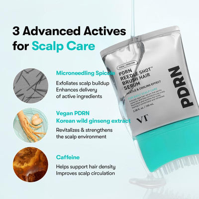 PDRN Reedle Shot Hair Brush Serum with Original Liquid Microneedling & PDRN | Large-Capacity Full Scalp Care, Hair Thickening, & Daily Root Care | Hairline, Roots, Baby Hair & Dry Scalp